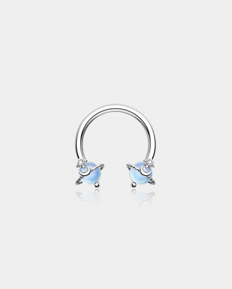 Synthetic Opal Planet Horseshoe Septum Ring