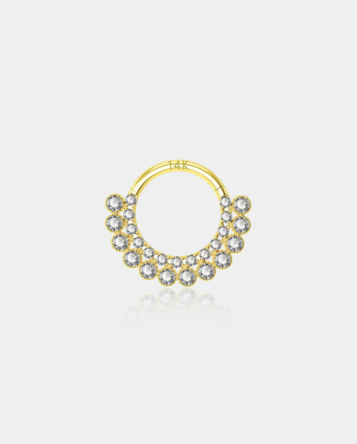 Cerceau de septum en or 14 carats Clear CZ 16G Daith Hoop