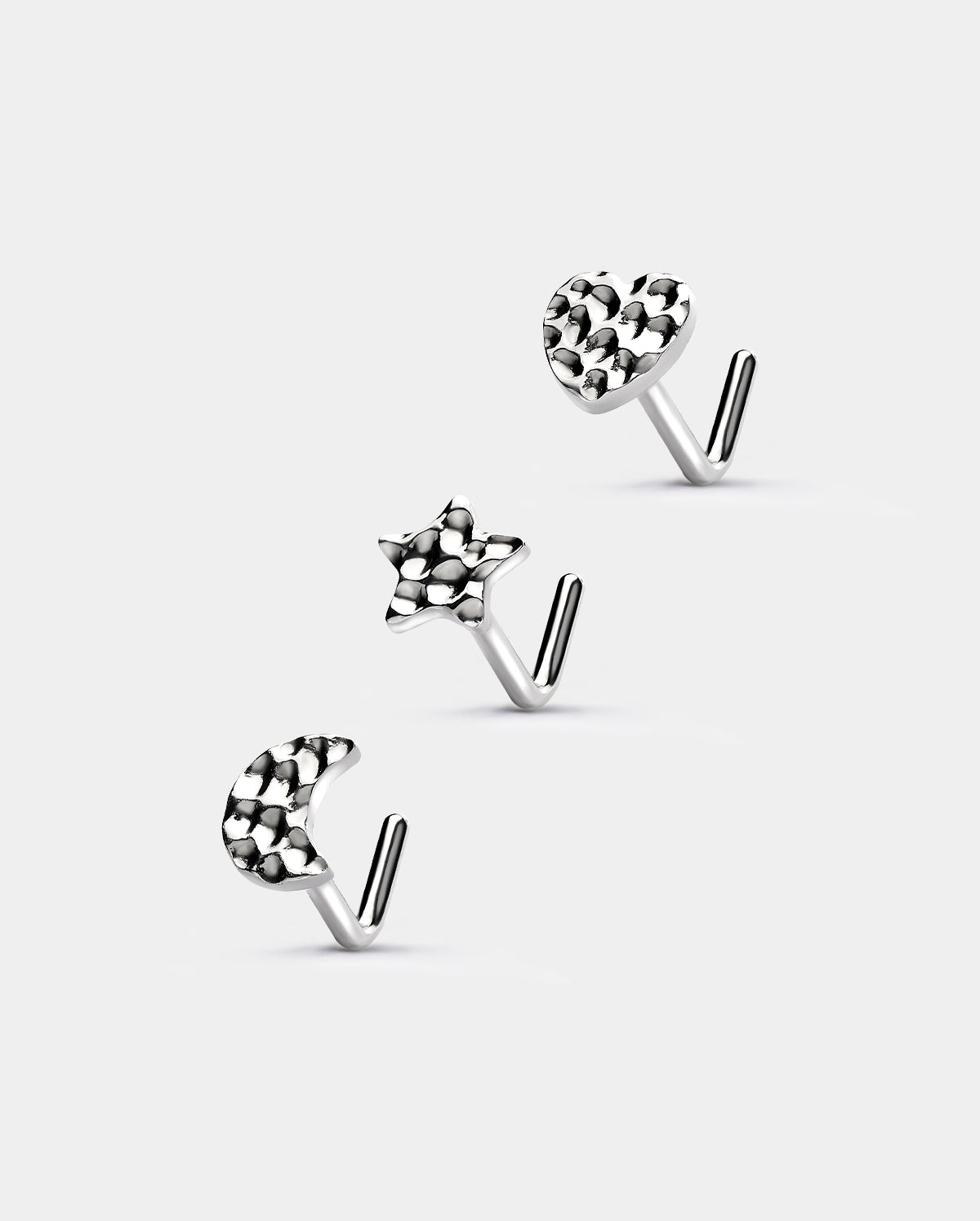 hammered nose studs