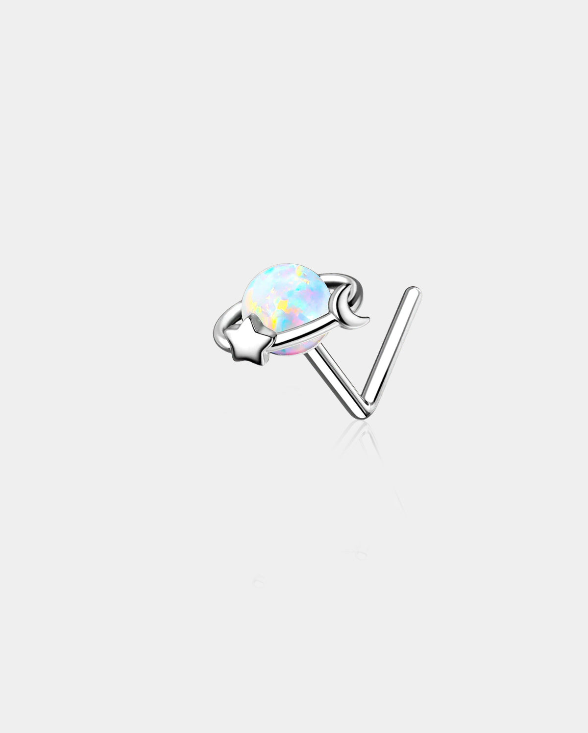 Celestial Orbit Synthetic Opal L-Shaped Nose Stud