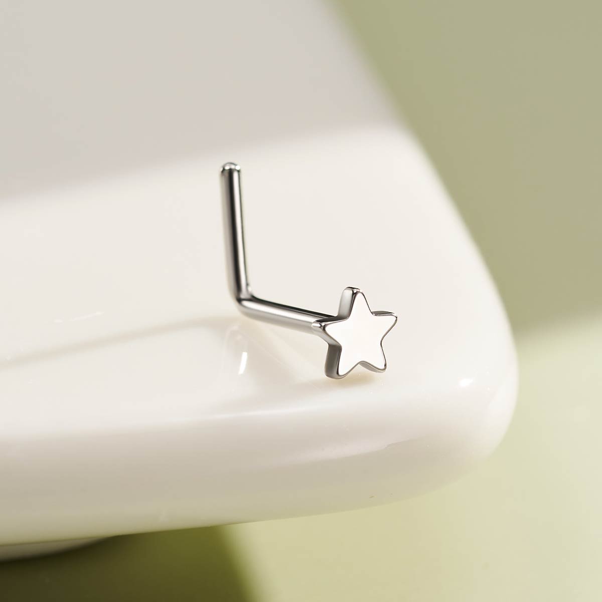 Lshaped Crescent Star Nostril Stud