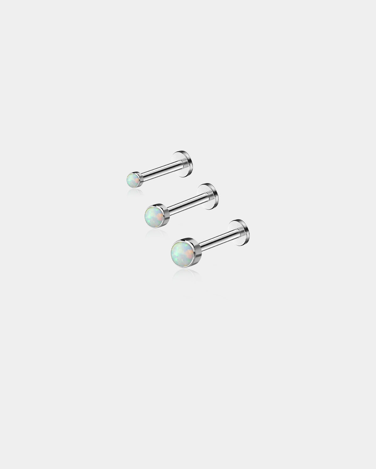 3PCS Synthetic Opal Internally Threaded Titanium Helix Studs