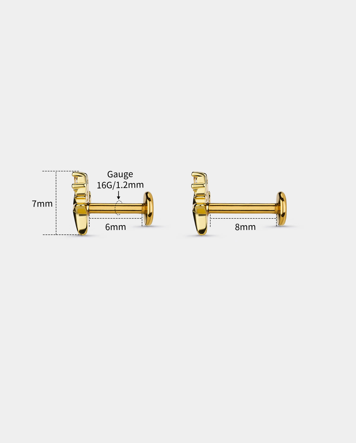Starburst CZ Internally Threaded Cartilage Stud