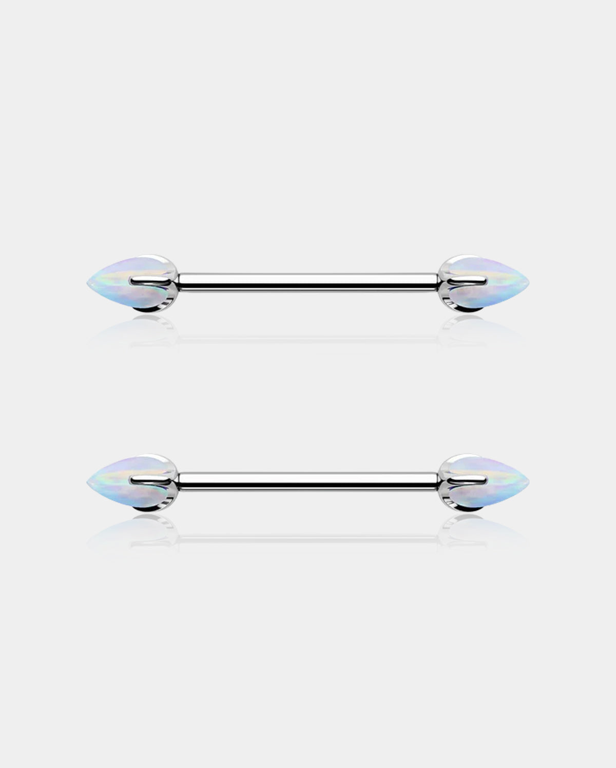 Internally Threaded Synthetic Opal Titanium Nipple Ring Pair