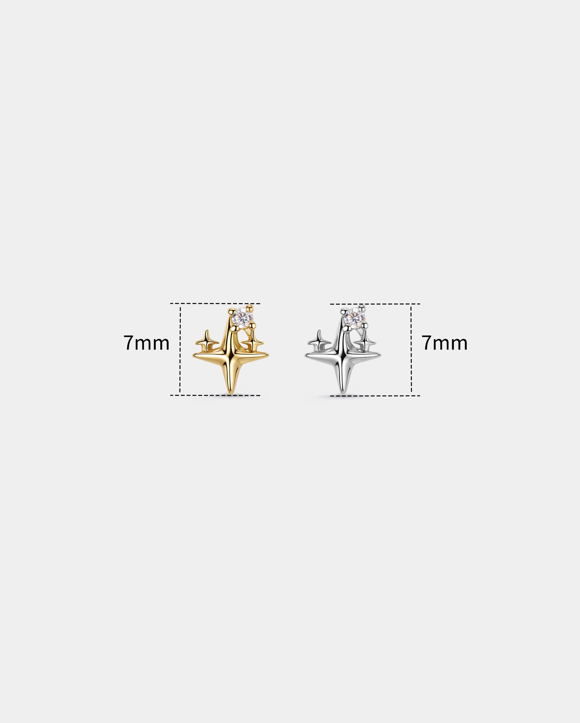 Starburst CZ Internally Threaded Cartilage Stud