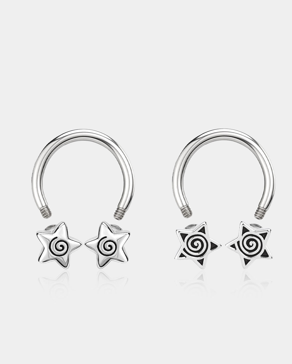 2PCS Spiral Star Horseshoe Septum Ring