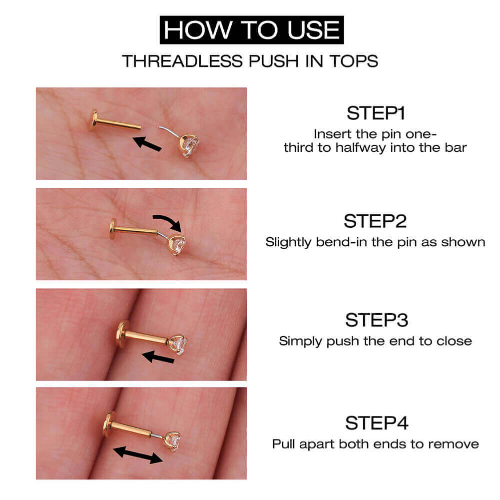 16G 14K Gold CZ Threadless Nose Stud