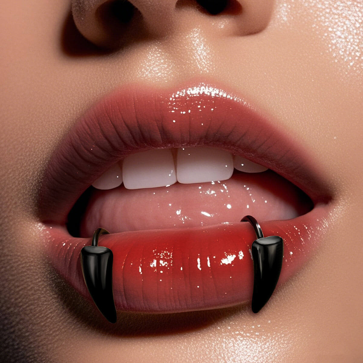 black fake lip piercing ring