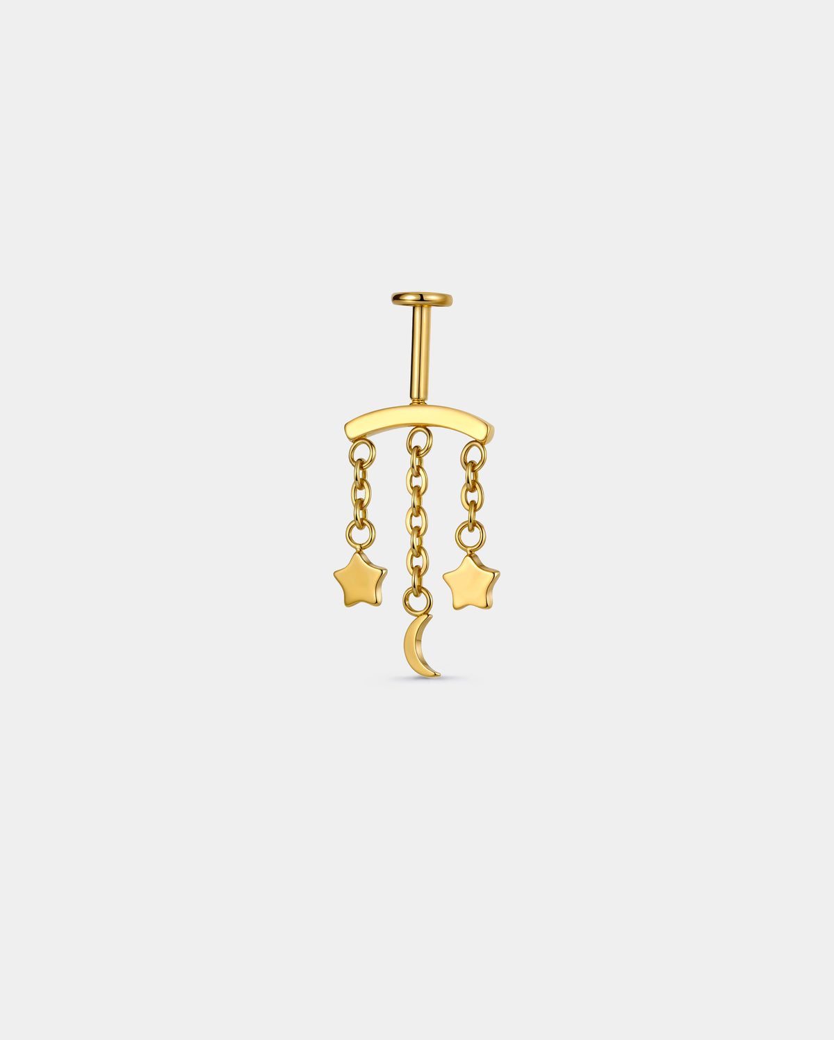 Star & Moon Chain Threadless Vertical Helix Stud