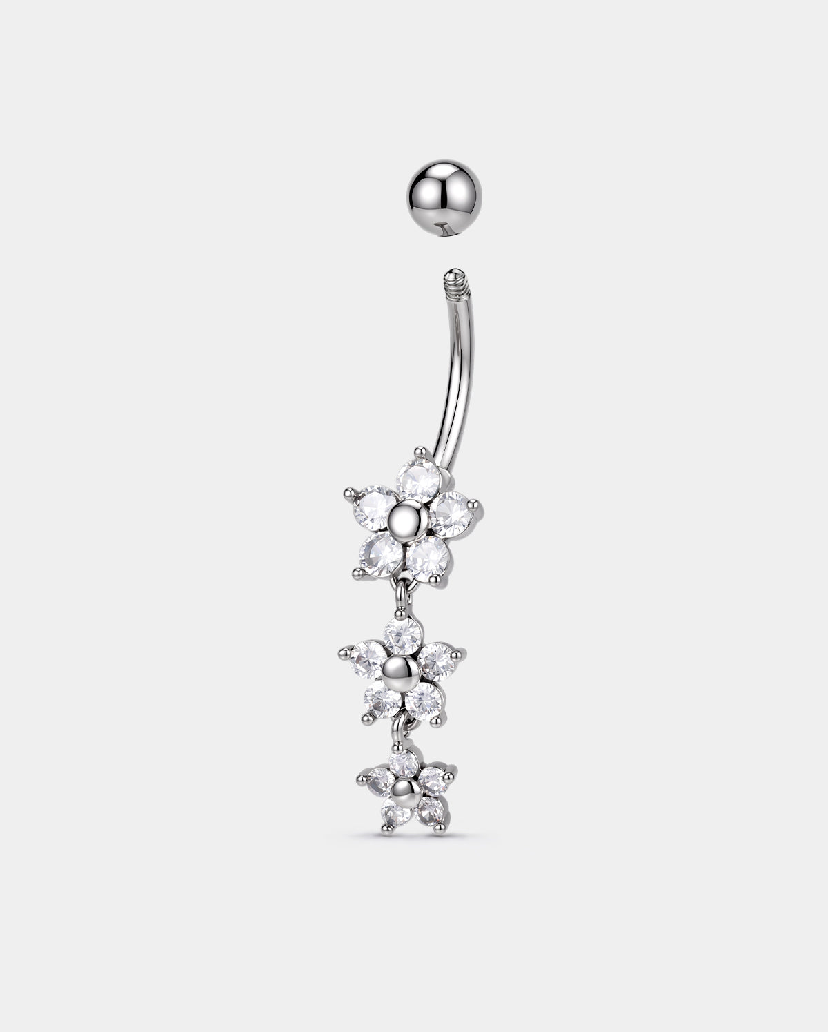 Anneau de nombril simple rond avec oxyde de zirconium transparent 14G
