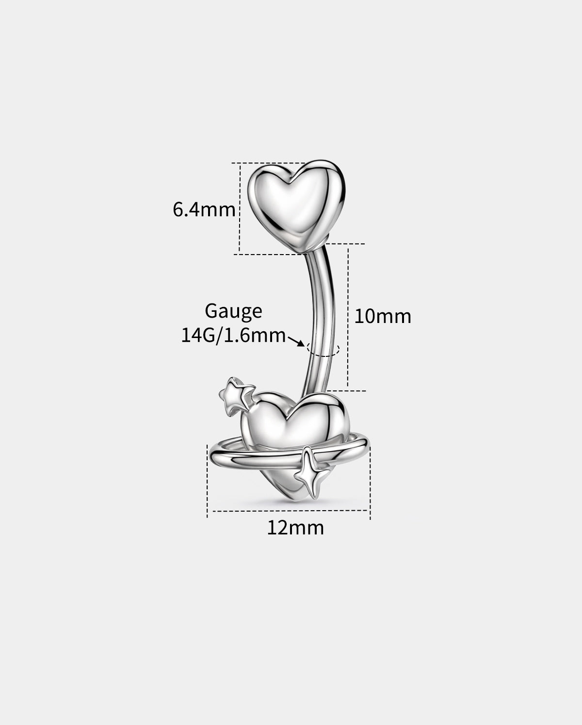 Anneau de nombril simple rond avec oxyde de zirconium transparent 14G