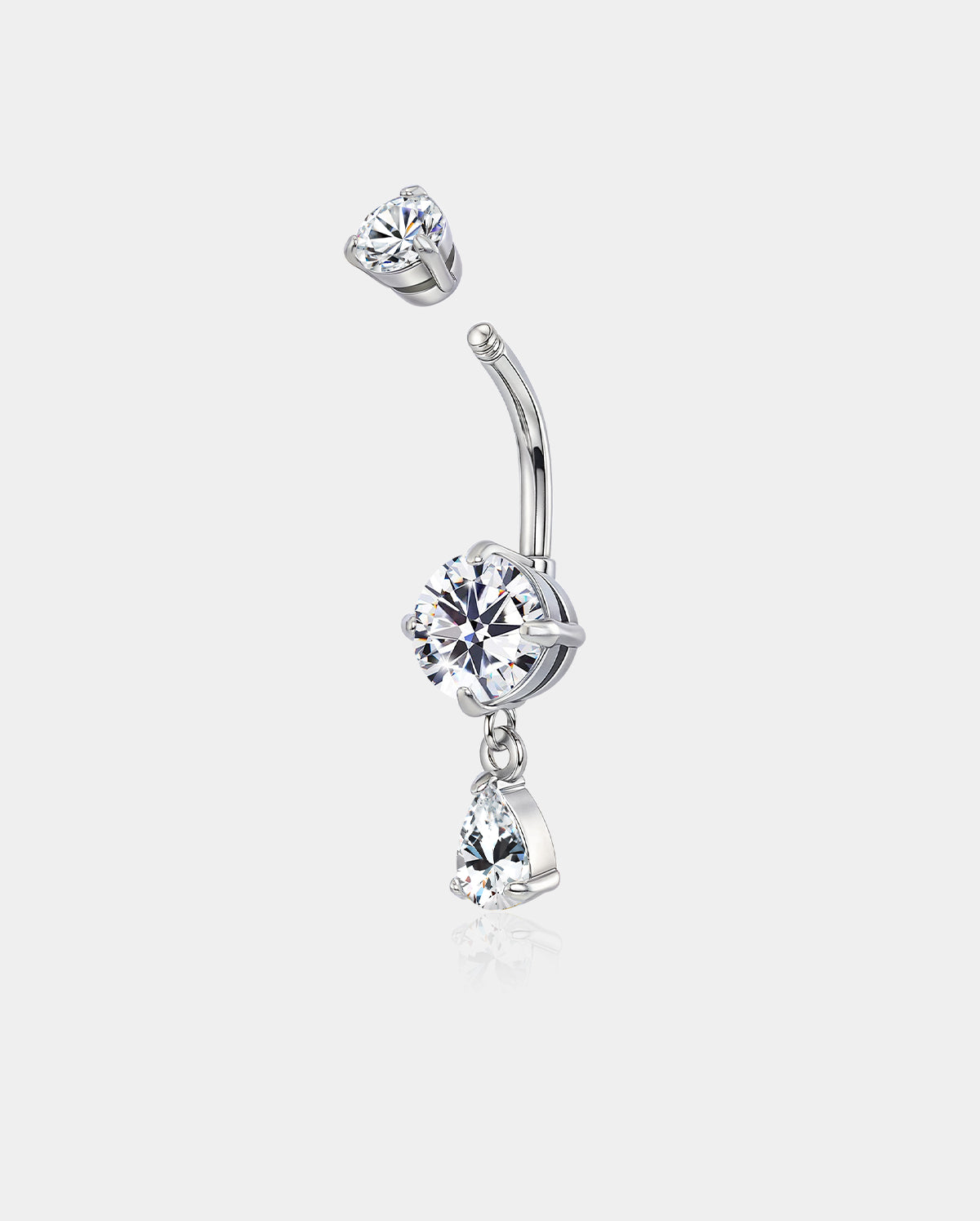 Anneau de nombril simple rond avec oxyde de zirconium transparent 14G