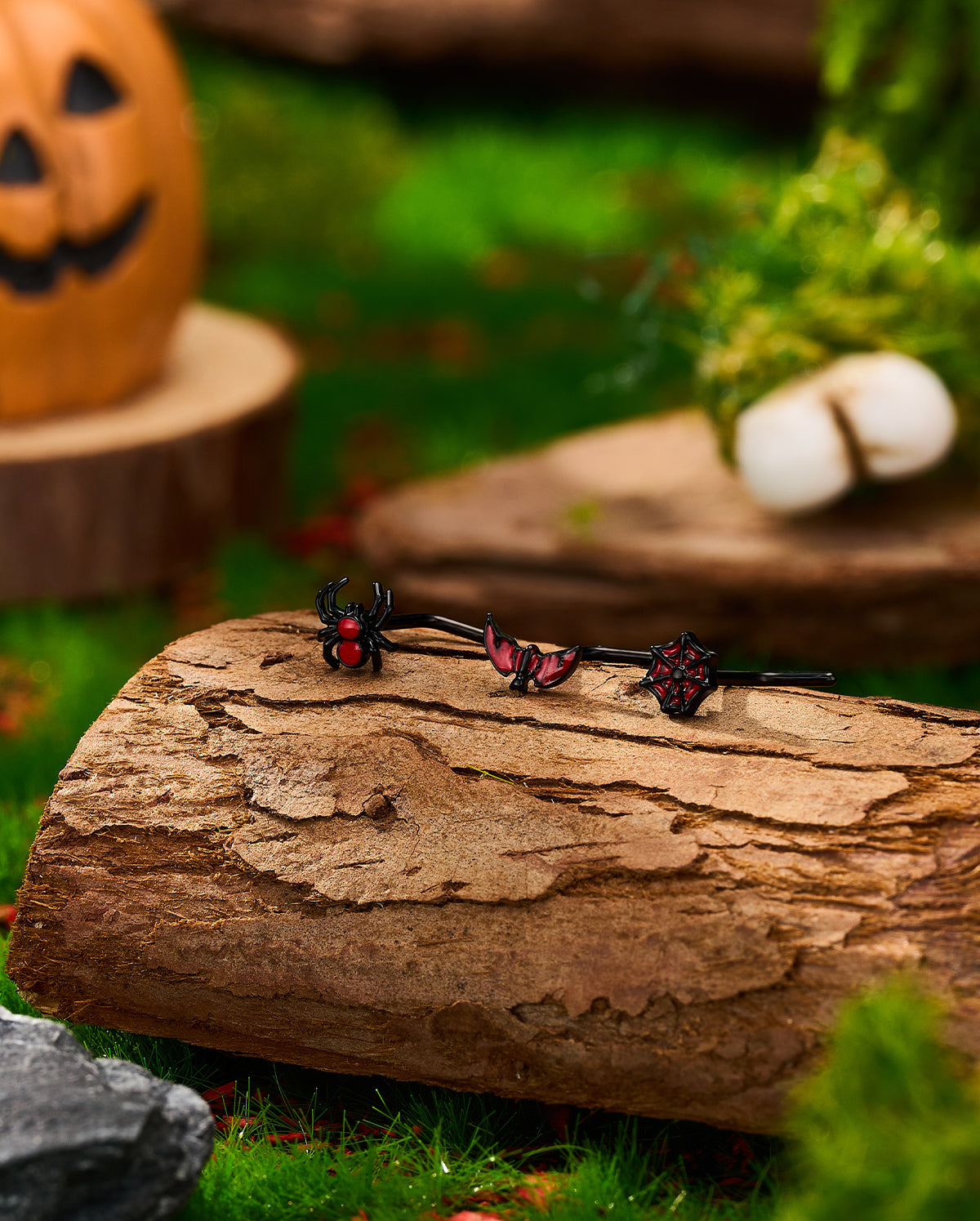 3PCS Spider/ Bat /Web Halloween Nose Stud Set