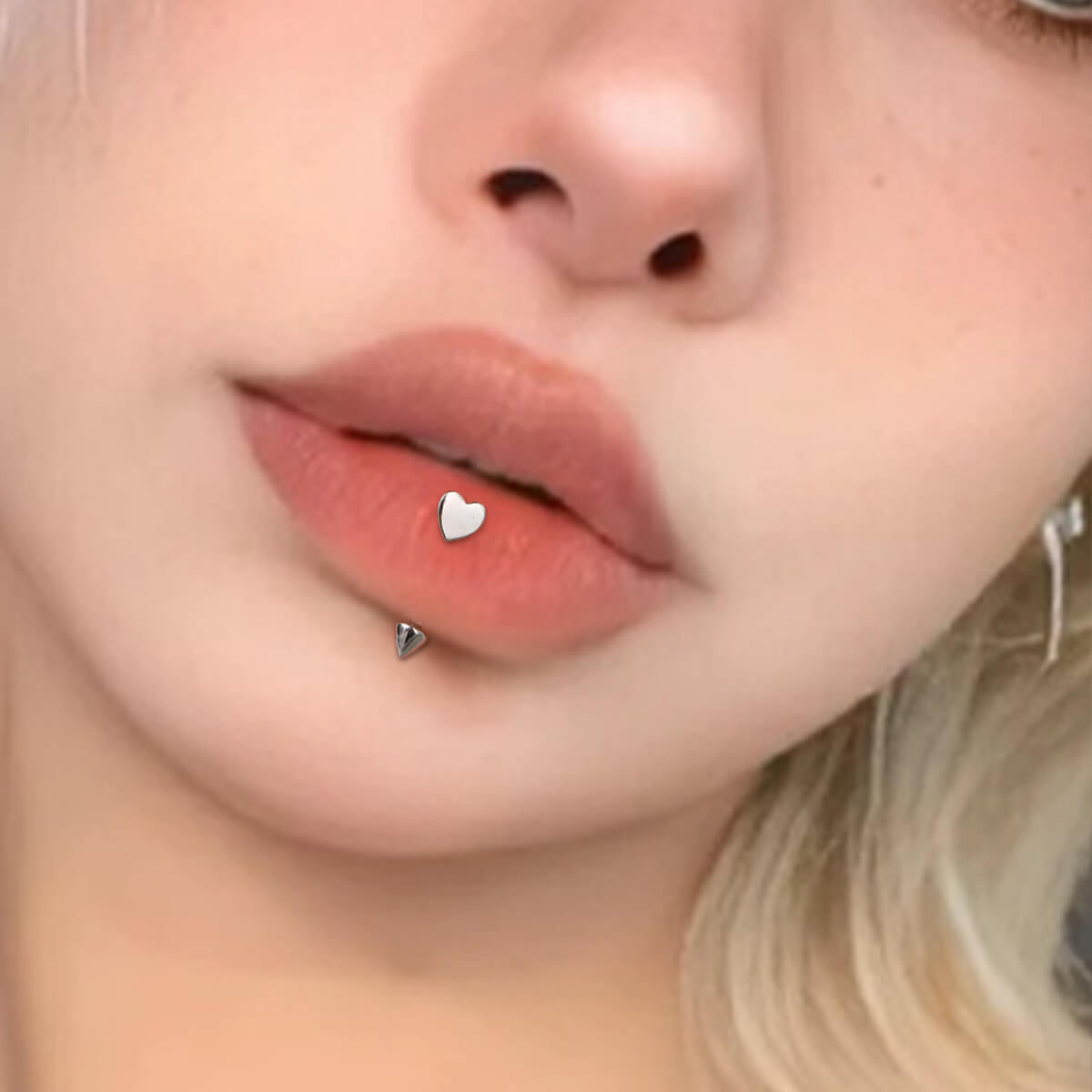 heart lip piercing ring
