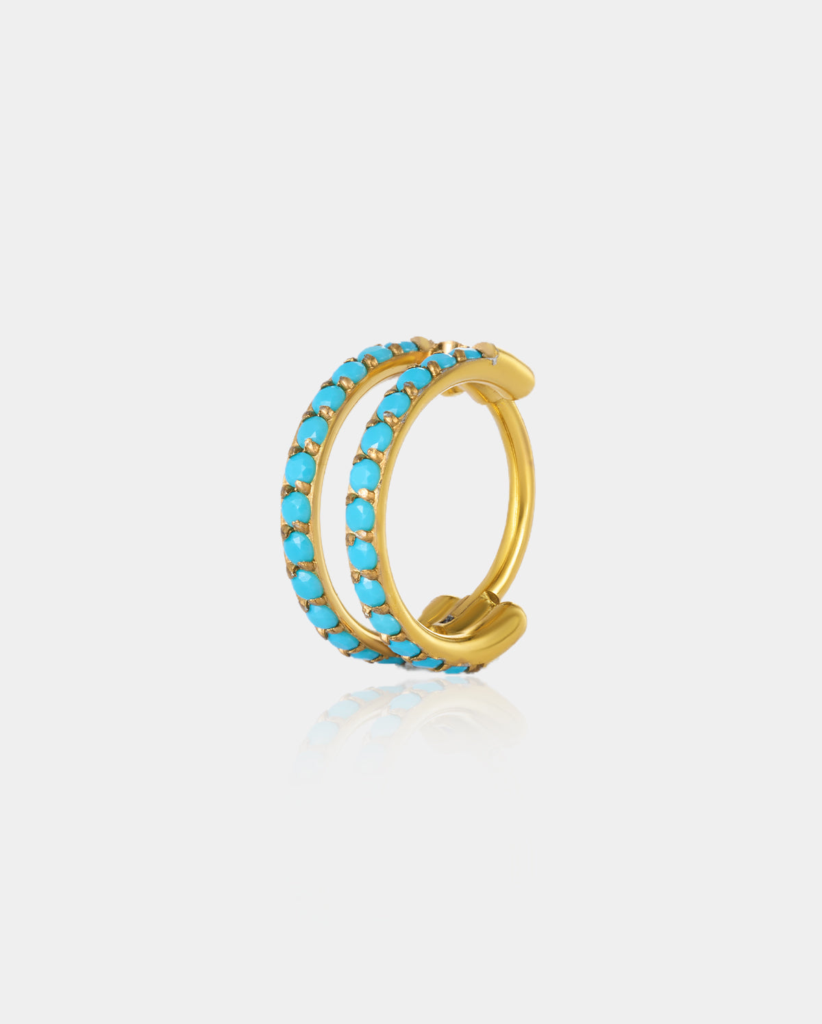 gold turquoise double hoop nose ring