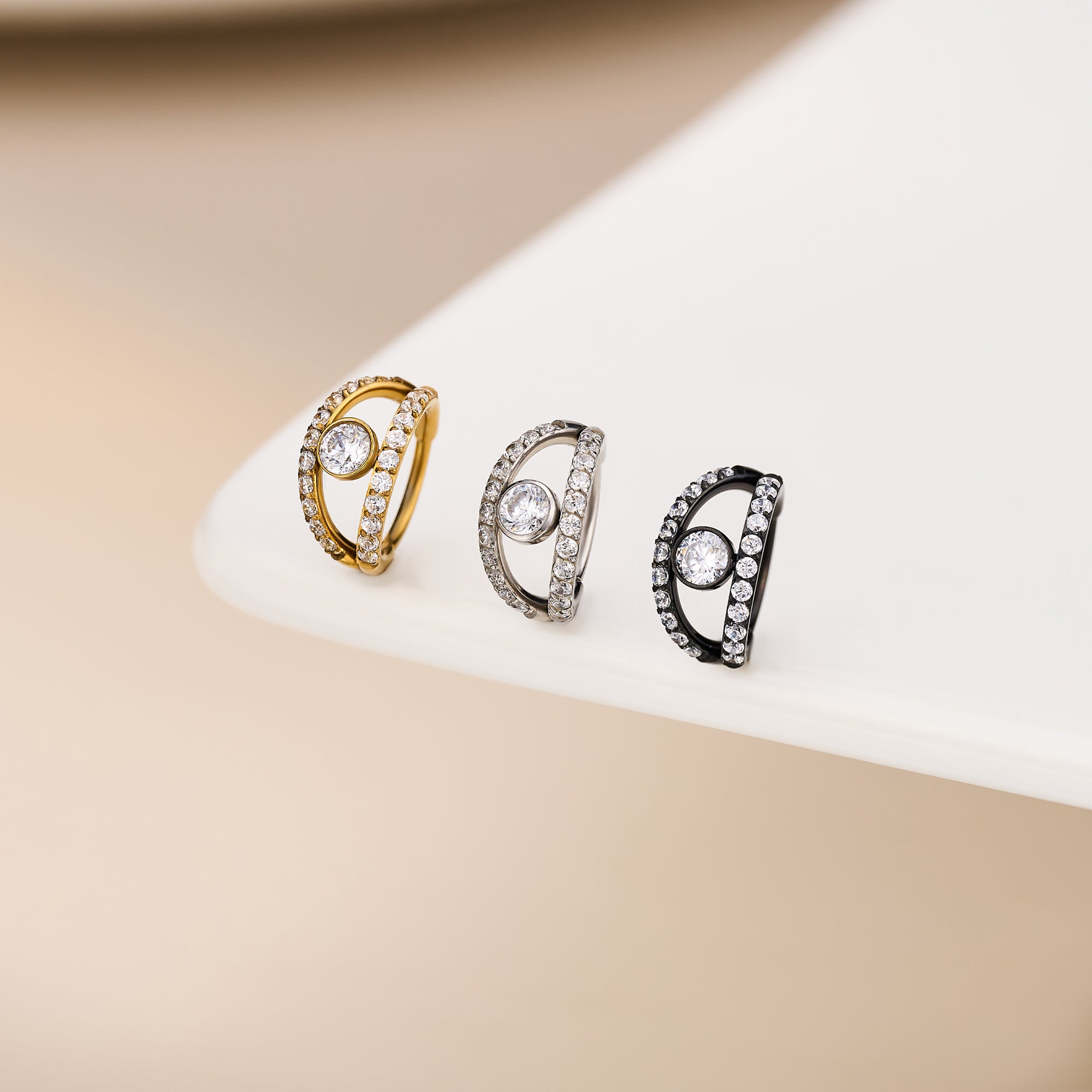 20G Double Row CZ Hoop Nose Ring
