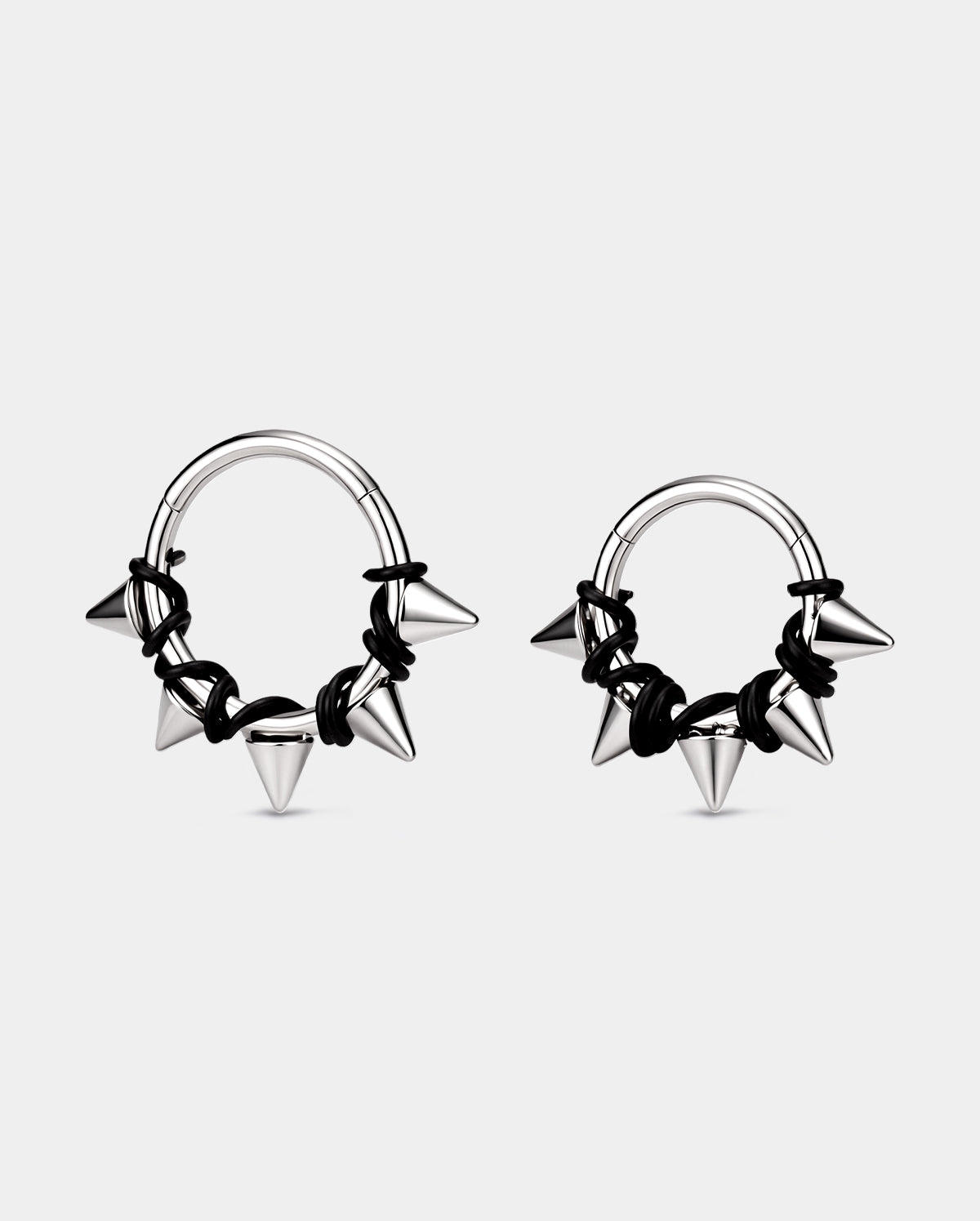 Spike Wrapped Black Wire Segment Septum Ring