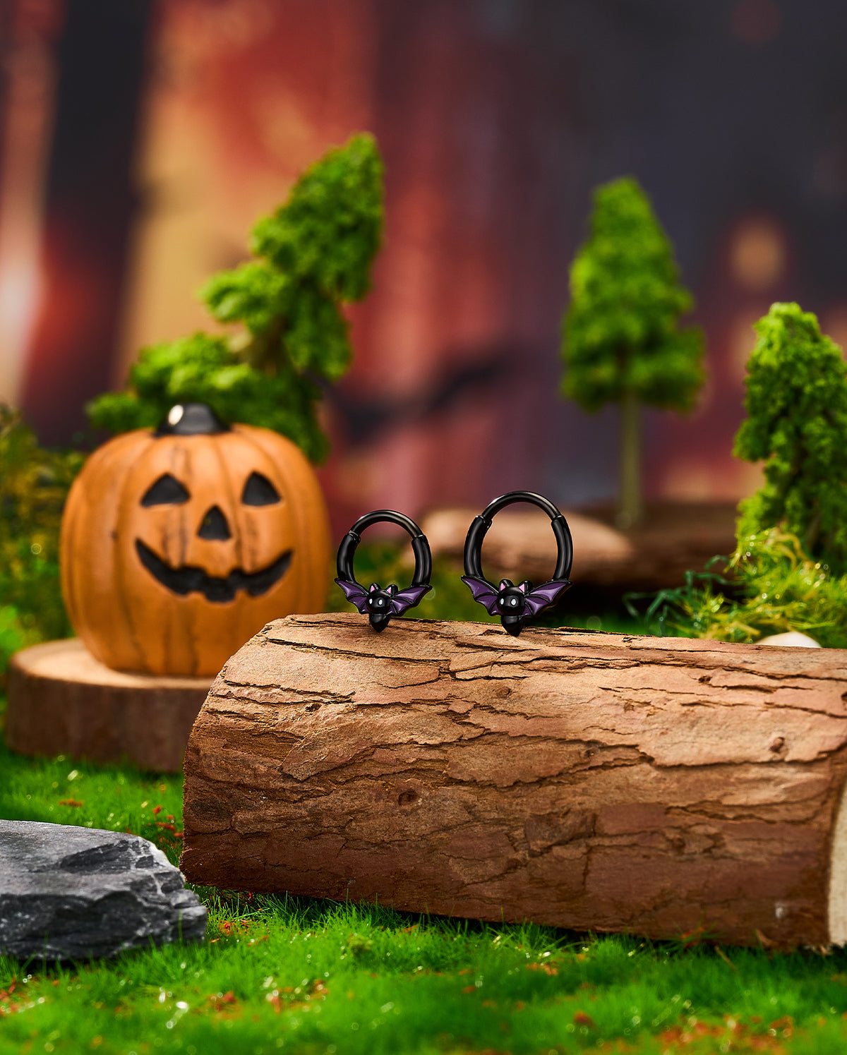 Purple Bat Halloween Segment Septum Ring