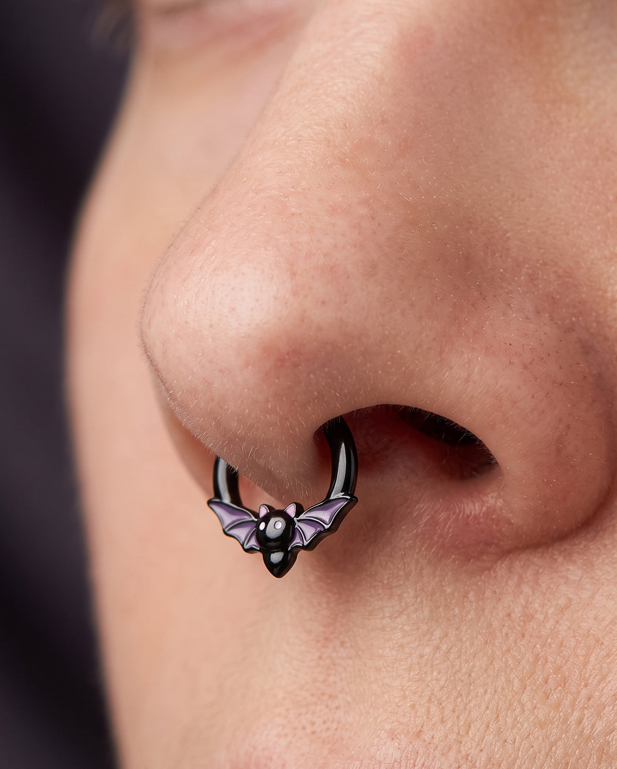 Purple Bat Halloween Septum Piercing