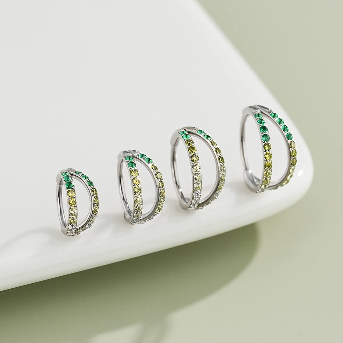 20G Gradient CZ Double Hoop Nose Ring
