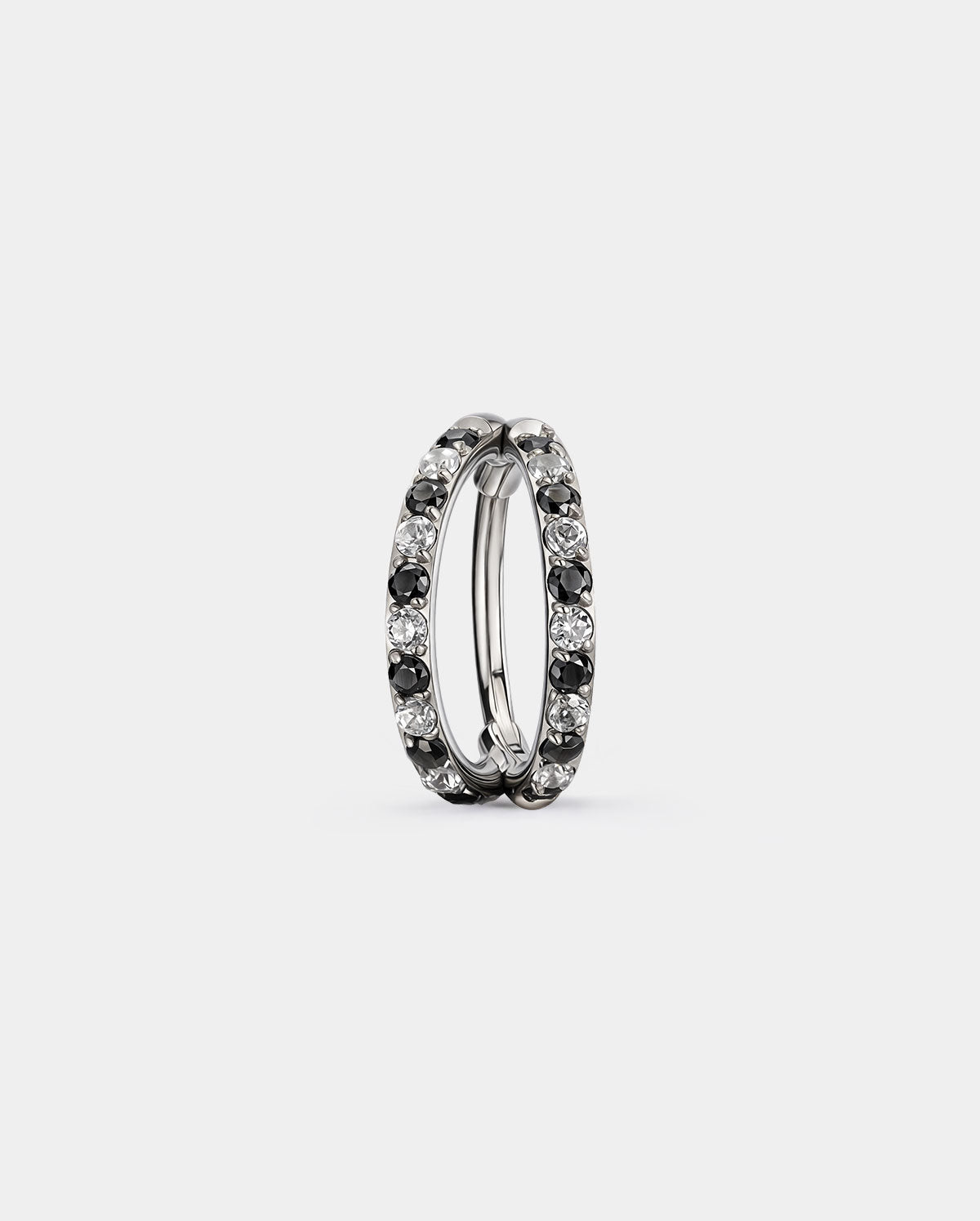 Alternating Black & Clear CZ nose ring
