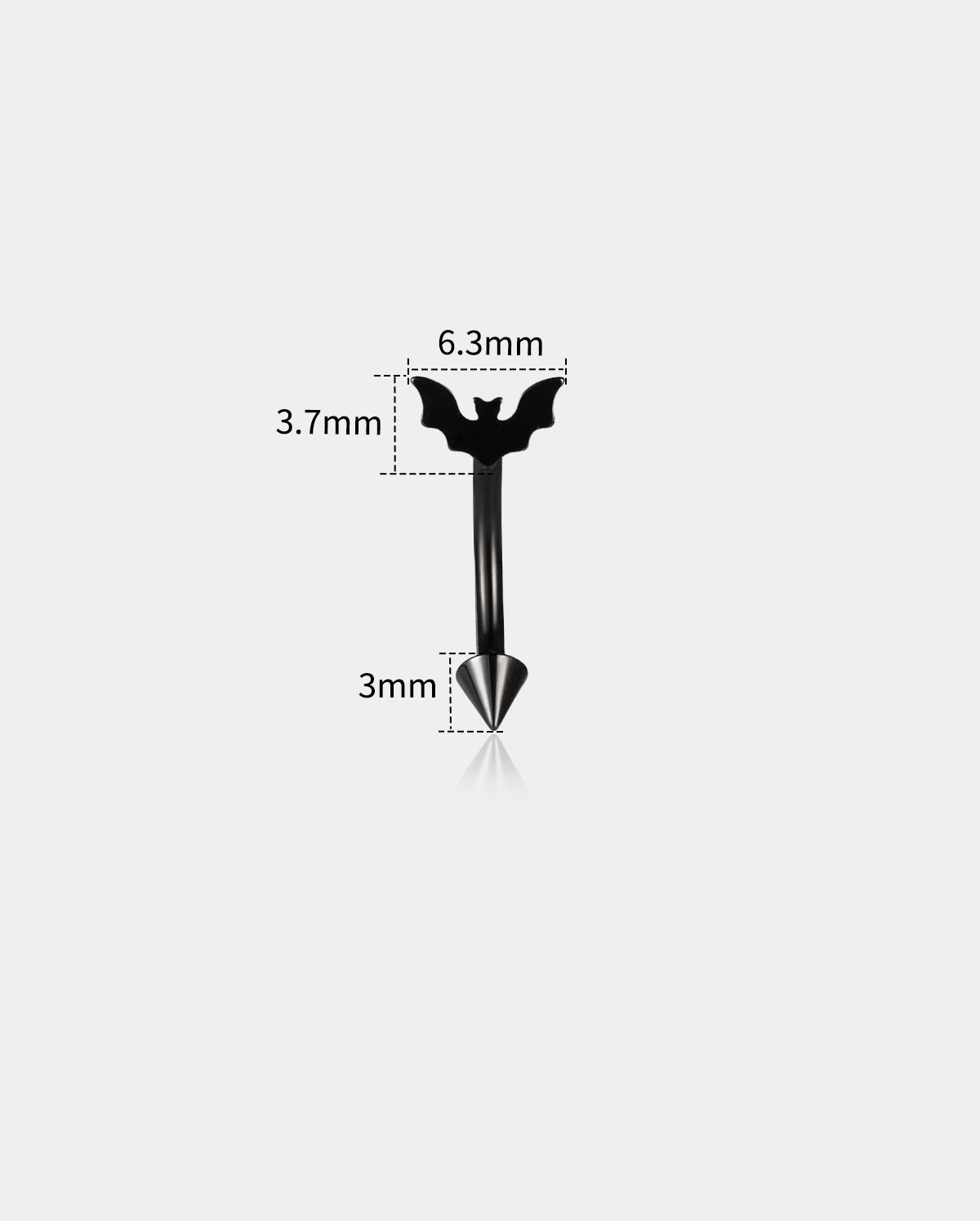 Bat Internally Threaded Titanium Rook Eyebrow Piercing