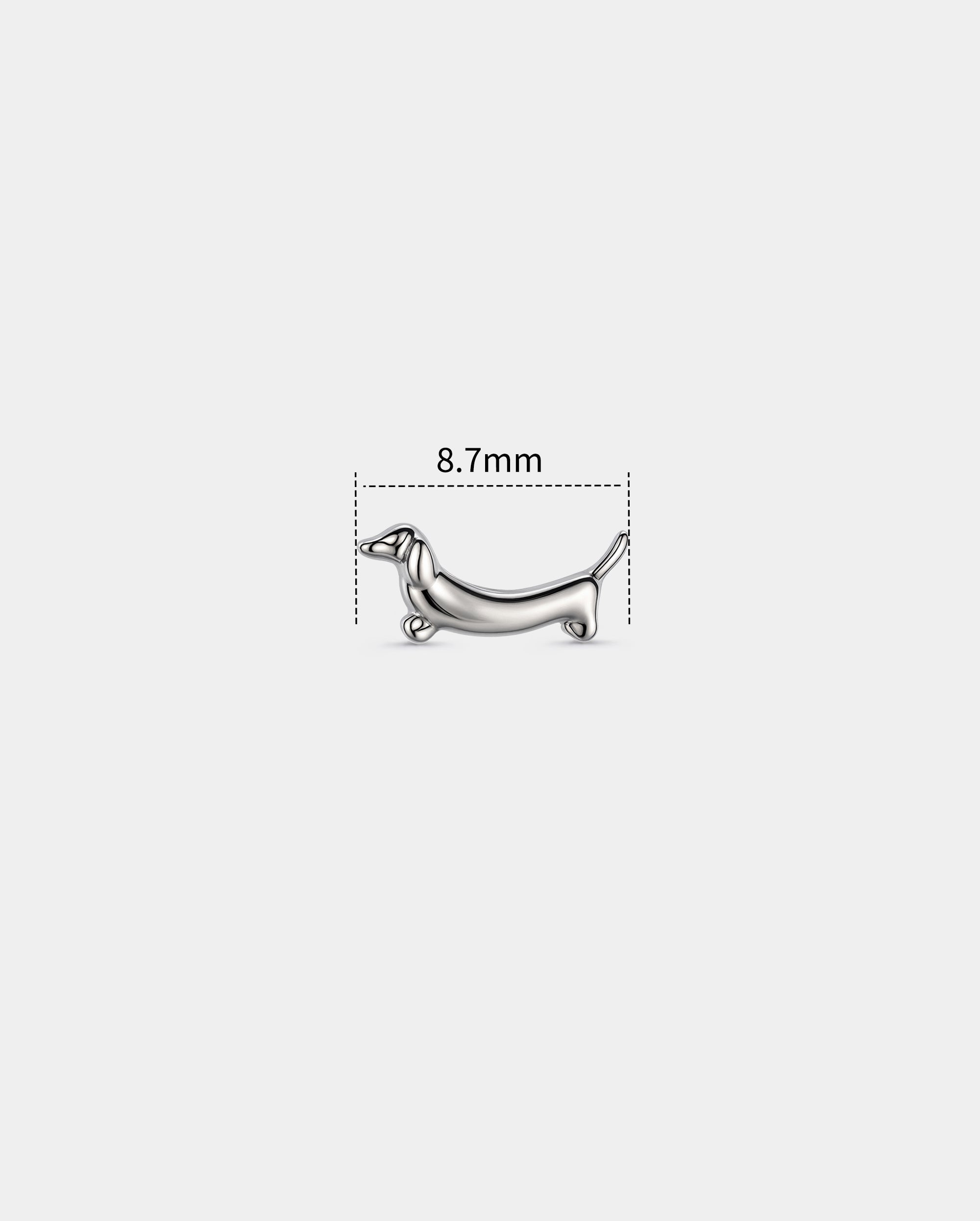 Dachshund Titanium Internally Threaded Cartilage Stud