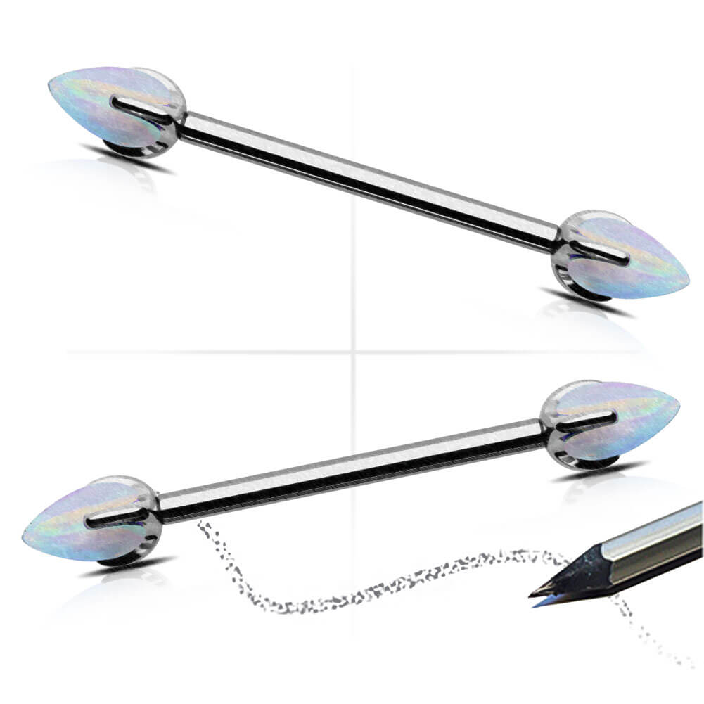 Internally Threaded Synthetic Opal Titanium Nipple Ring Pair