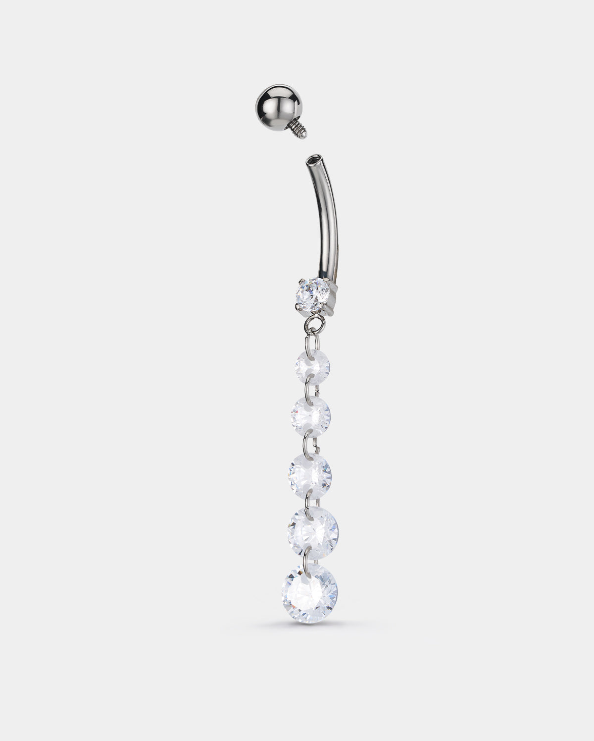 internally threaded long belly ring