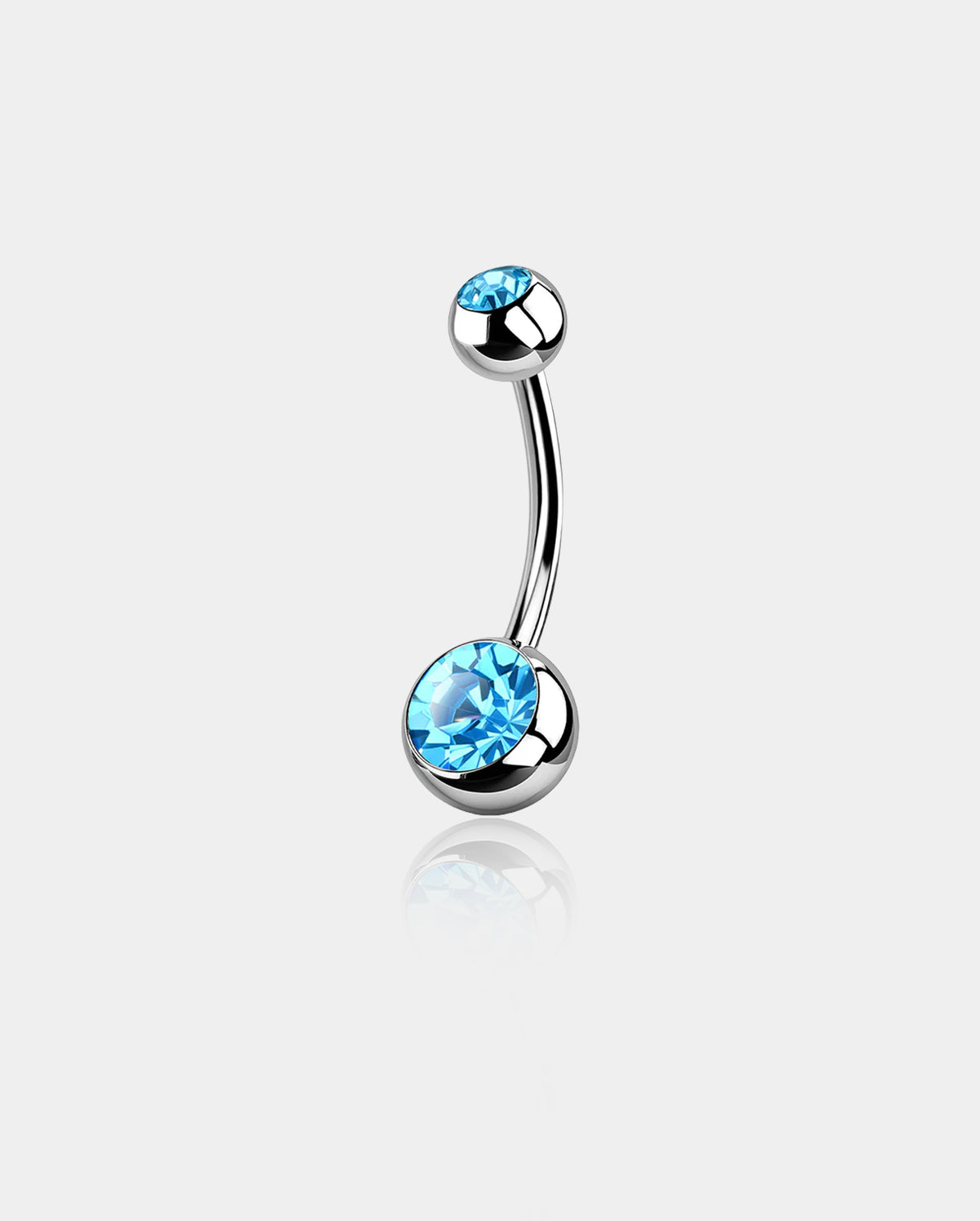 Bezel Set CZ Titanium Belly Ring
