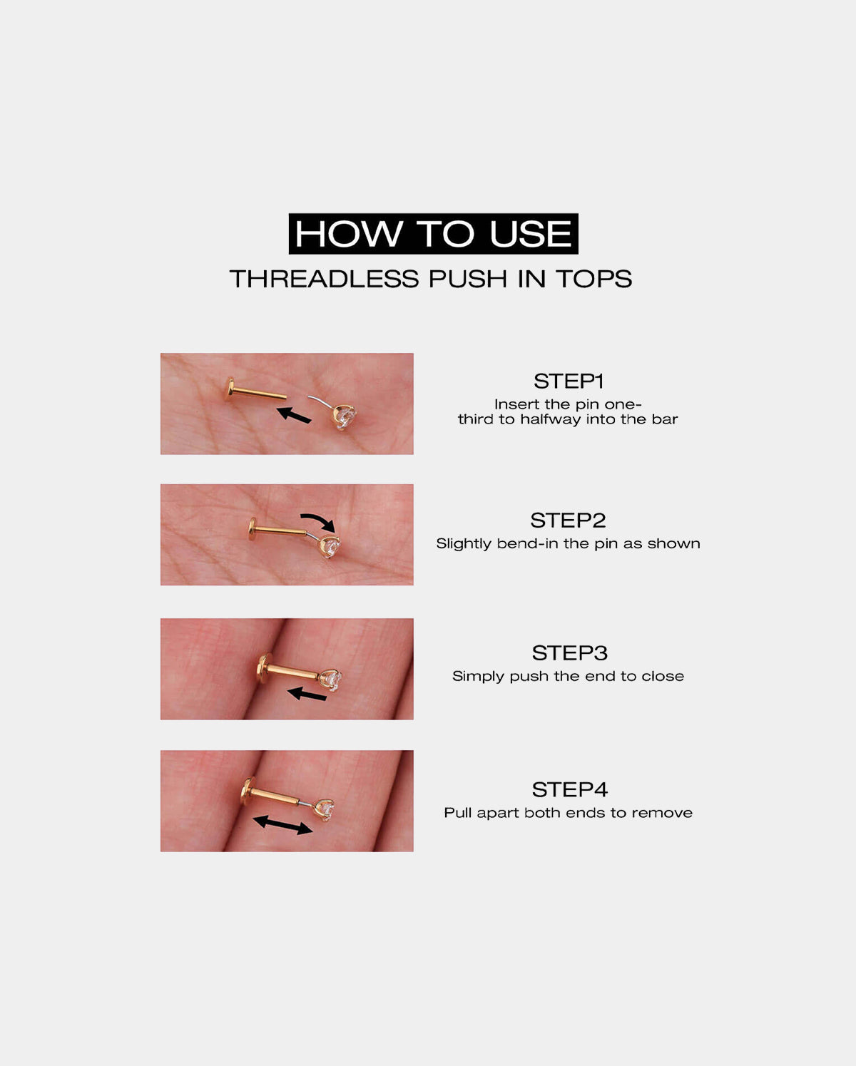 Round CZ Titanium Threadless Nose Stud