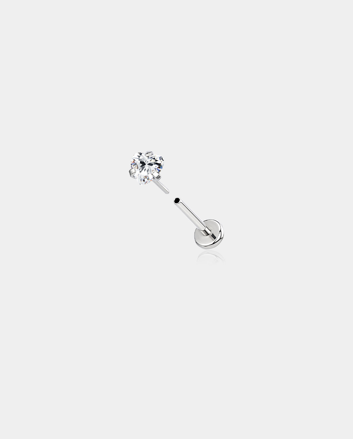 heart threadless nose stud