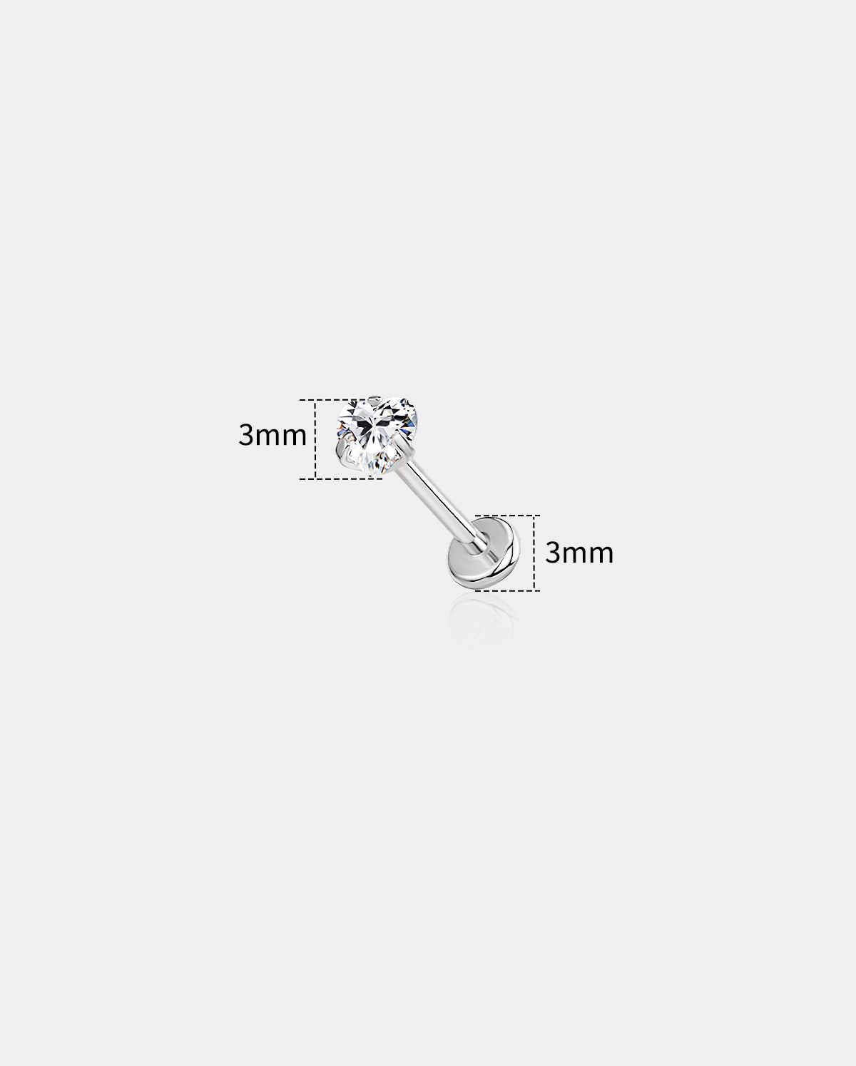 Heart CZ Titanium Threadless Nose Stud
