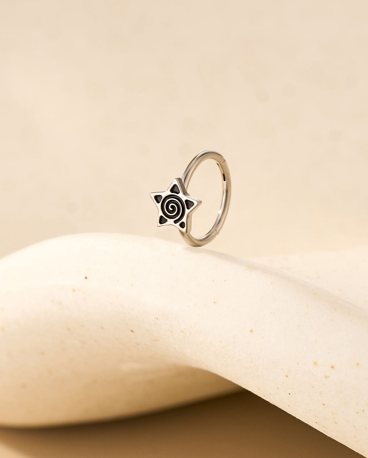 Oxidized Spiral Star Titanium Nose Ring