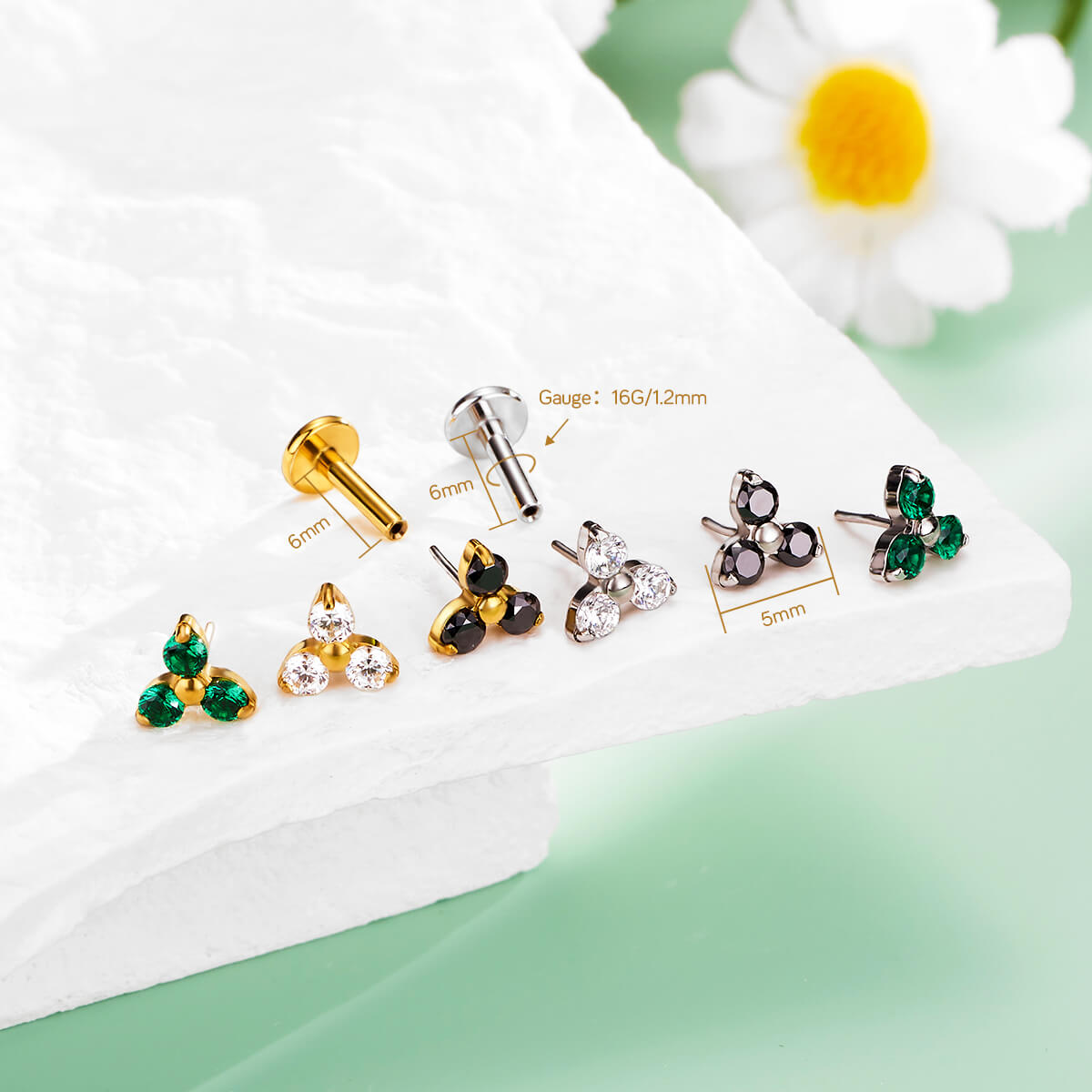 threadless flat back cartilage stud