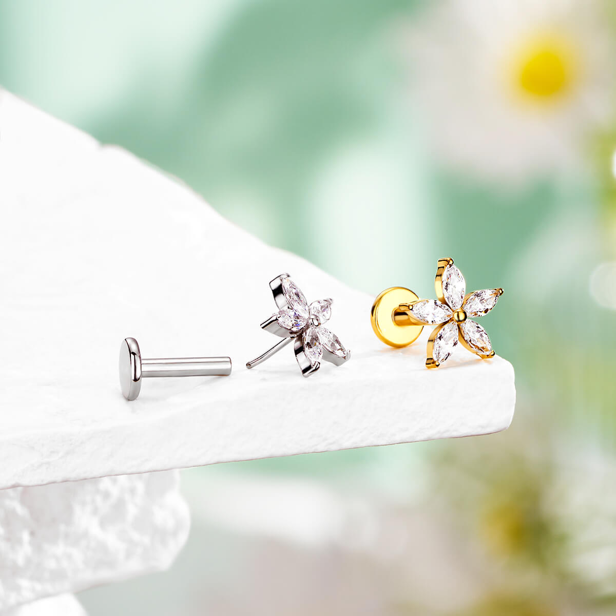 flower tragus stud