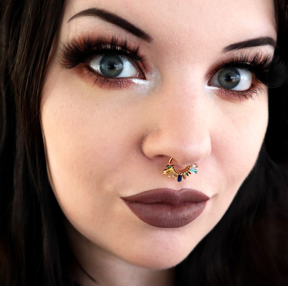 Paris Louvre CZ Gems Septum Ring Daith Earrings