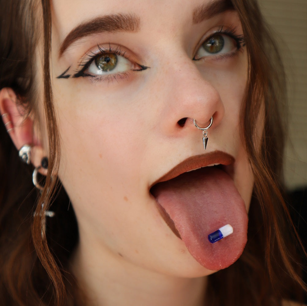 10PCS Divertida píldora Diseño Lengua Barbell Piercing Joyería