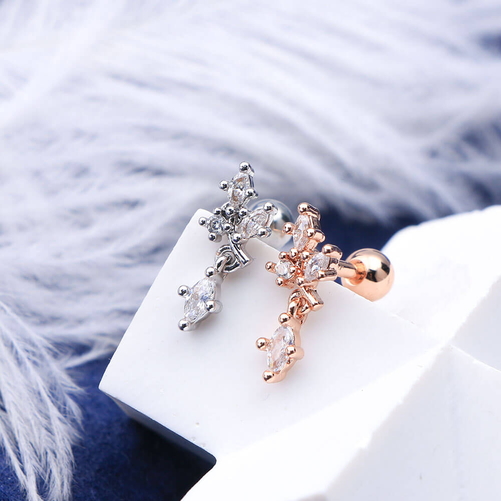 Dendriform Dangle CZ Helix Stud