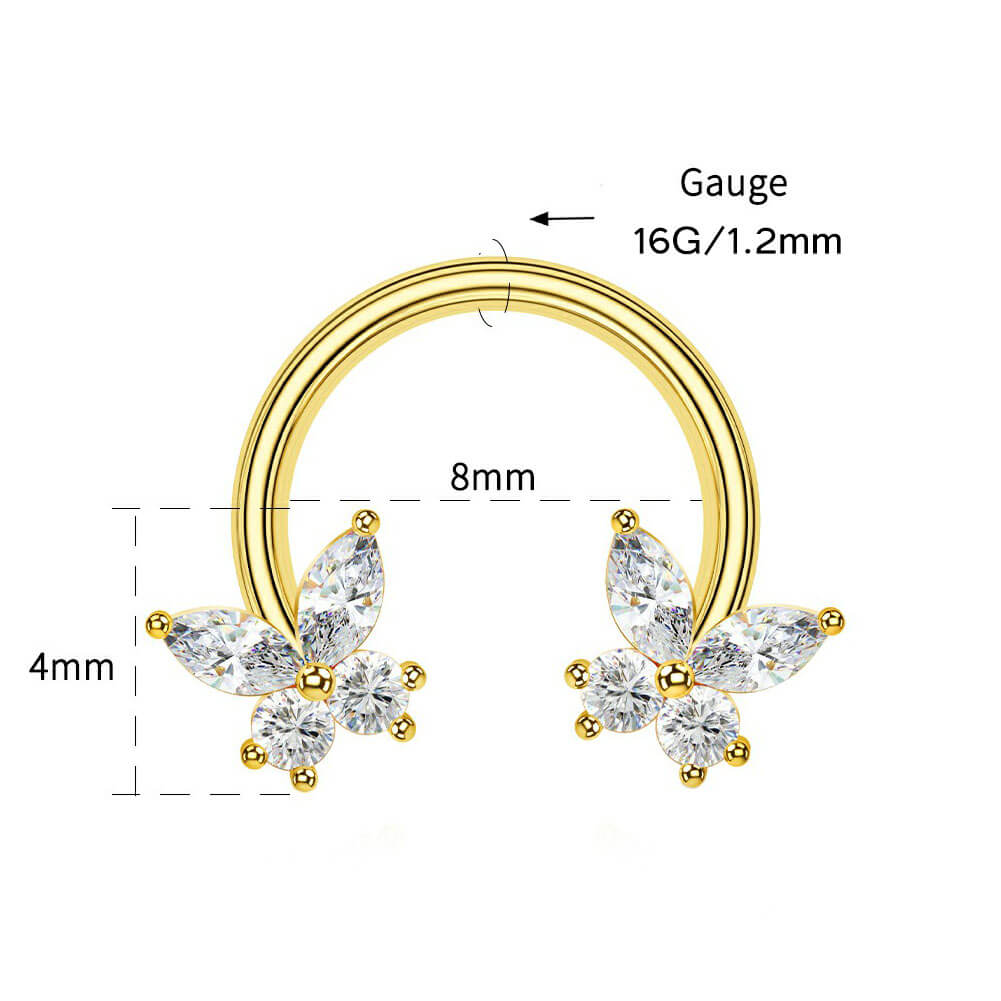 16g butterfly gemstone septum ring