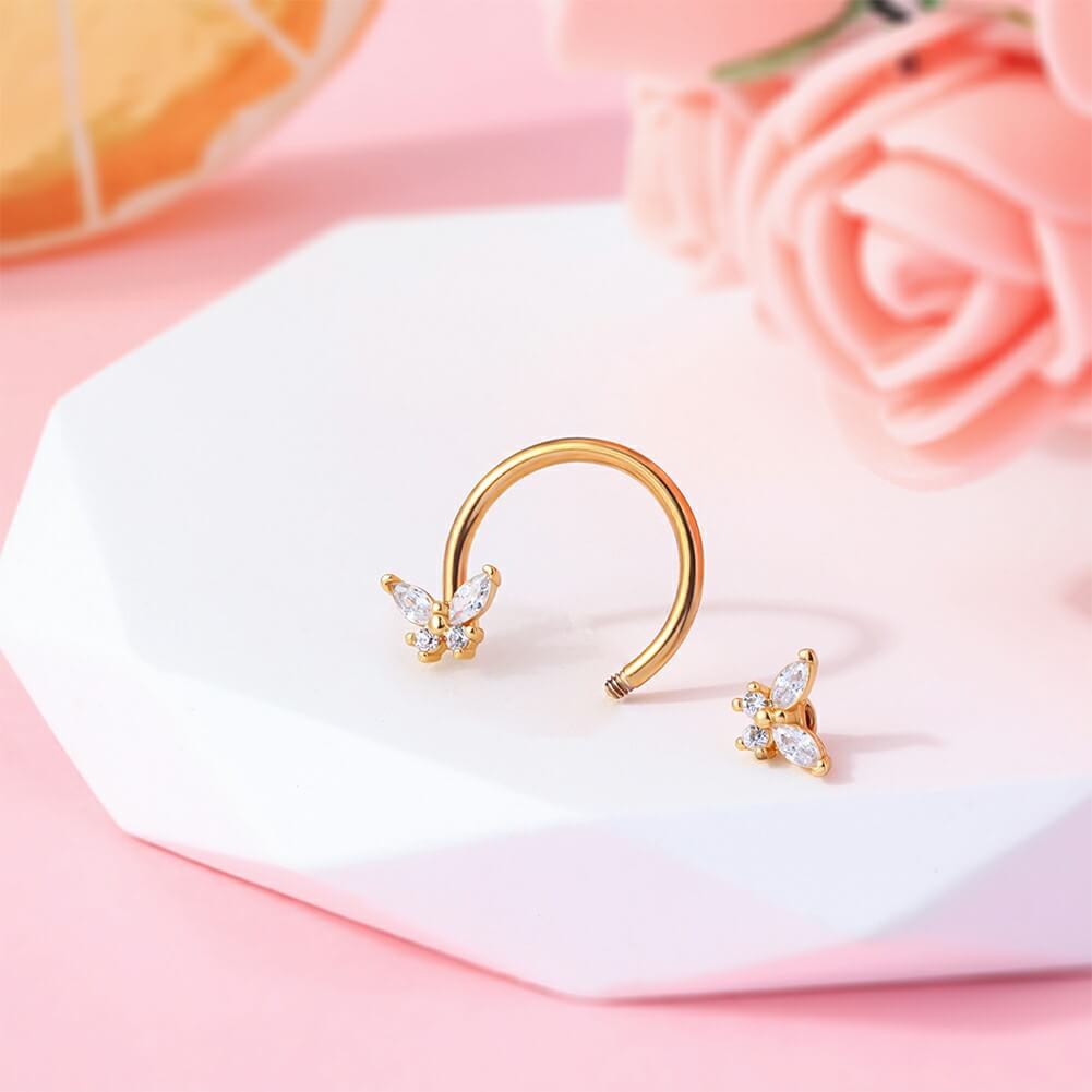 butterfly gemstone septum ring