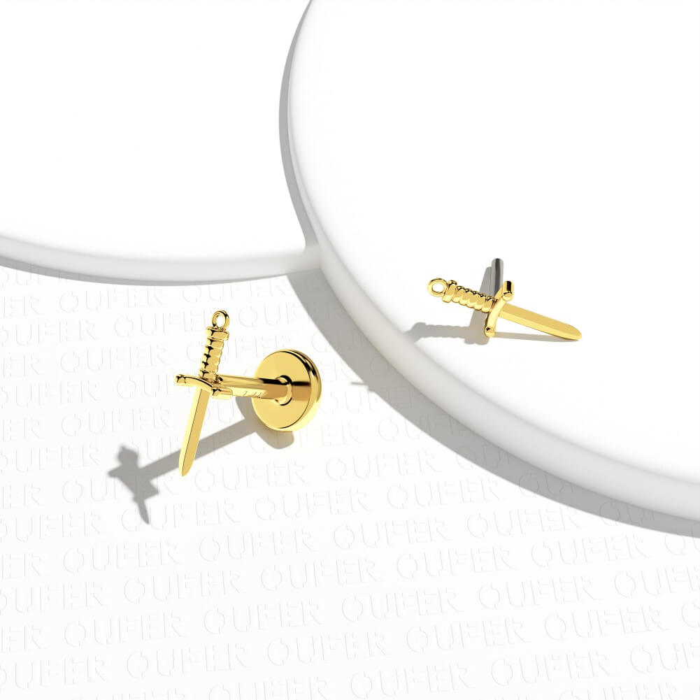 dagger labret stud