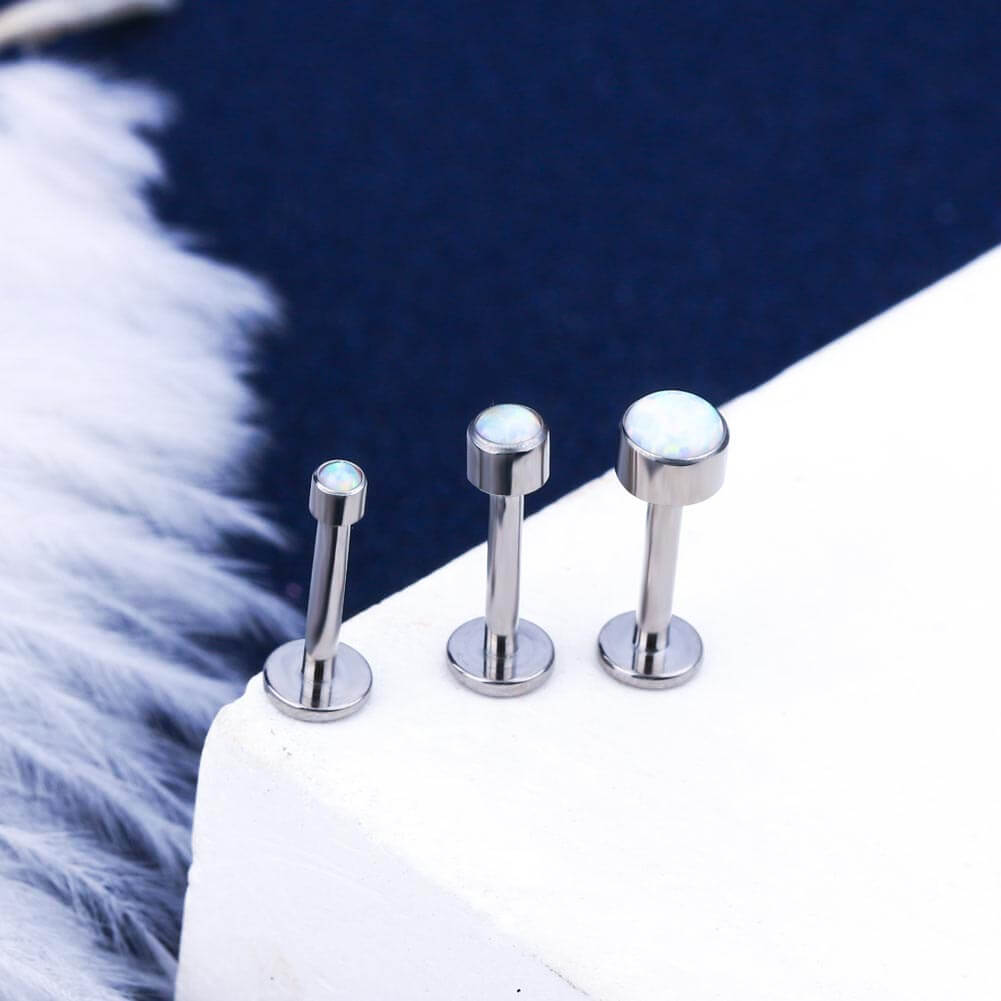 3PCS Synthetic Opal Internally Threaded Titanium Helix Studs