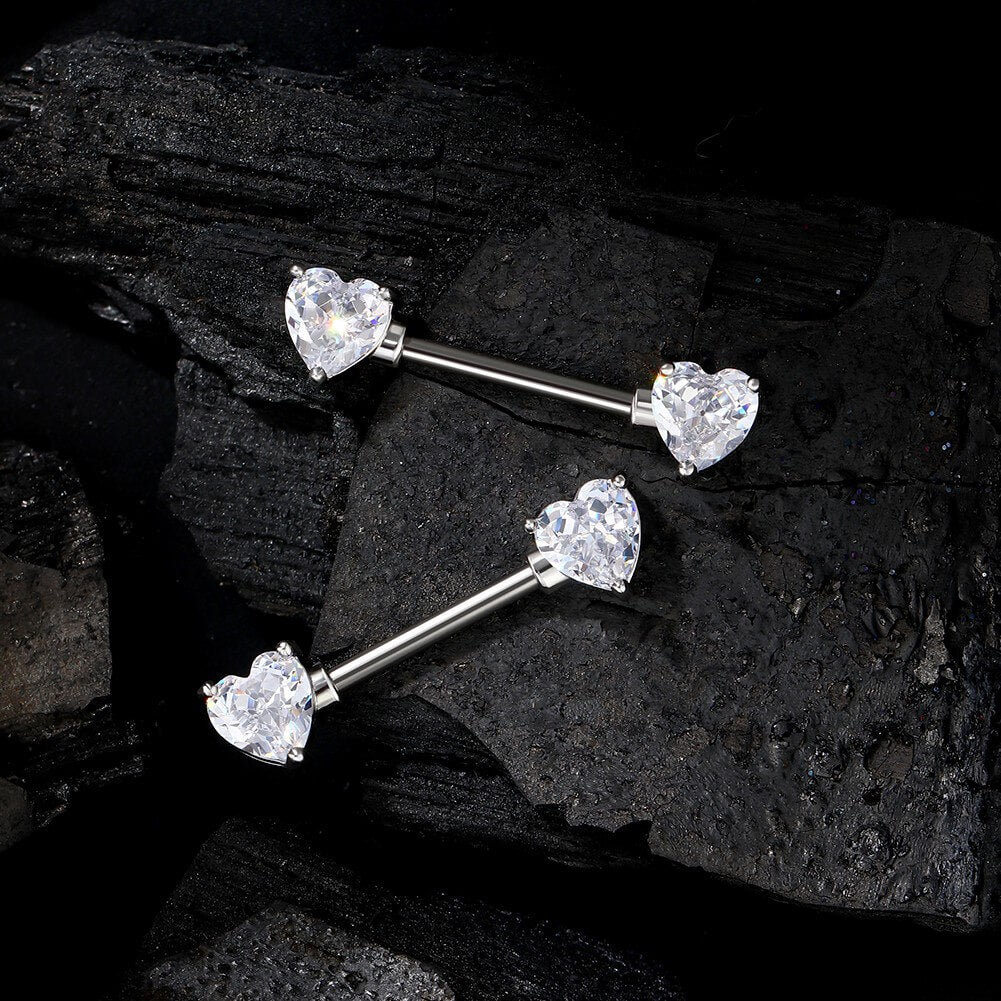 Heart CZ Titanium Nipple Jewelry