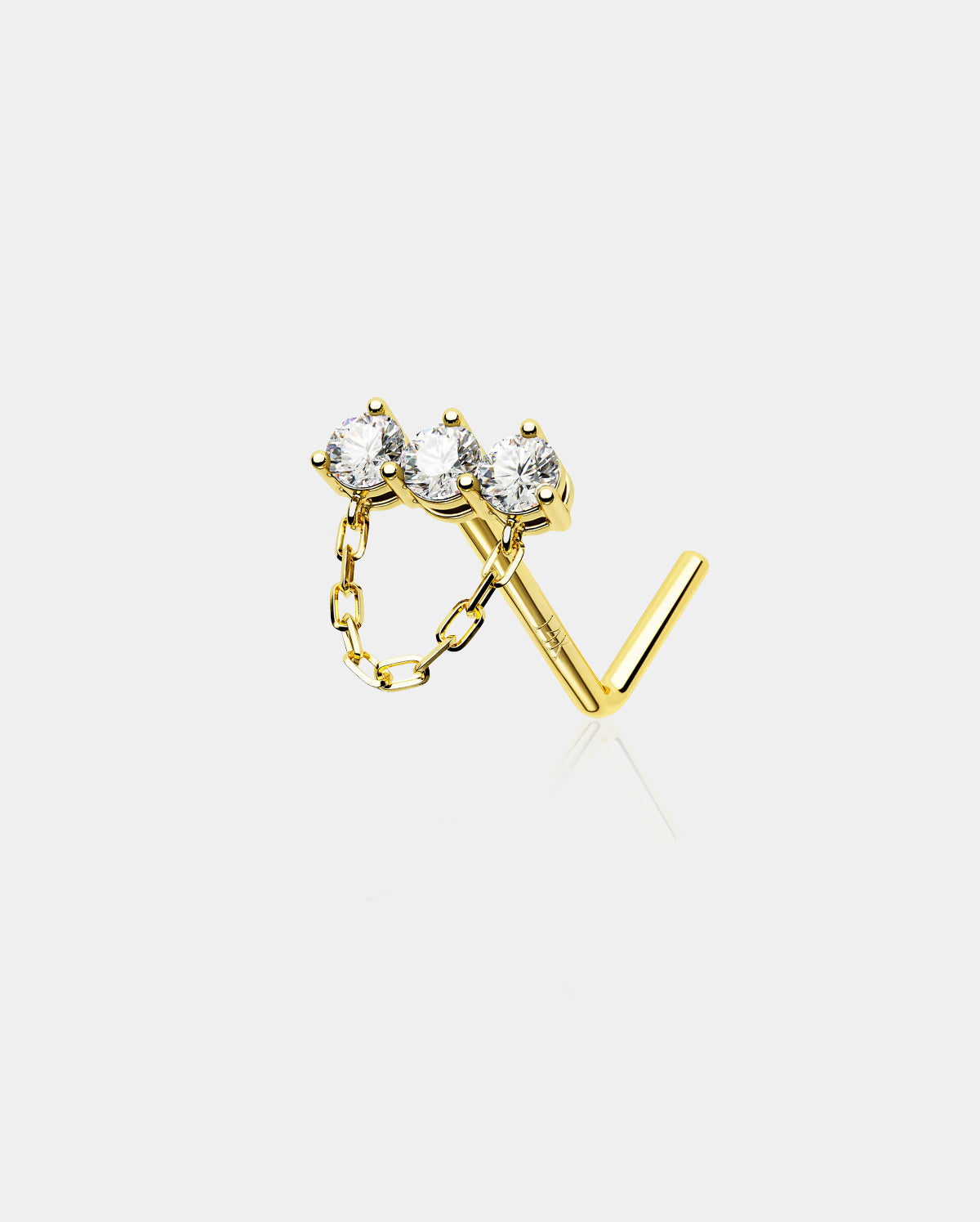 14k gold chain dangle nose stud 