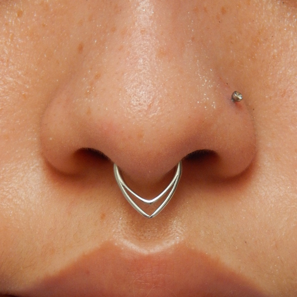 Double Hoop Triangle Septum Ring