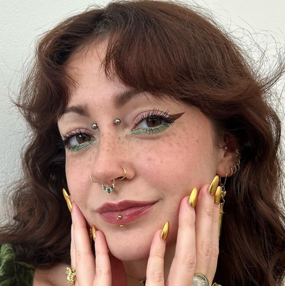 Emerald Gems Clear CZ Clicker Septum Ring