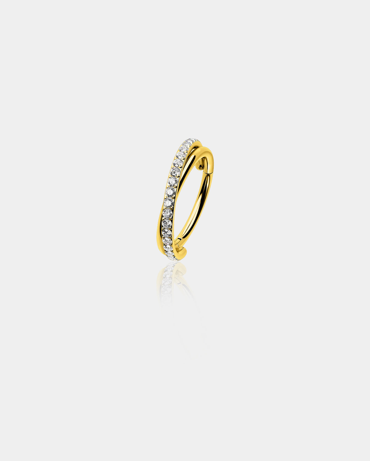18G Crossed CZ Segment Nose Ring