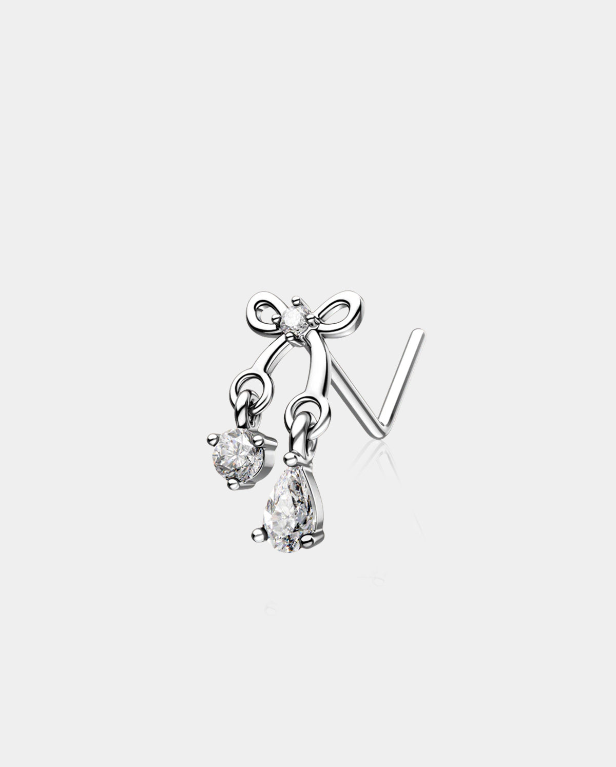 CZ Dangel Bow L-Shaped Nose Stud