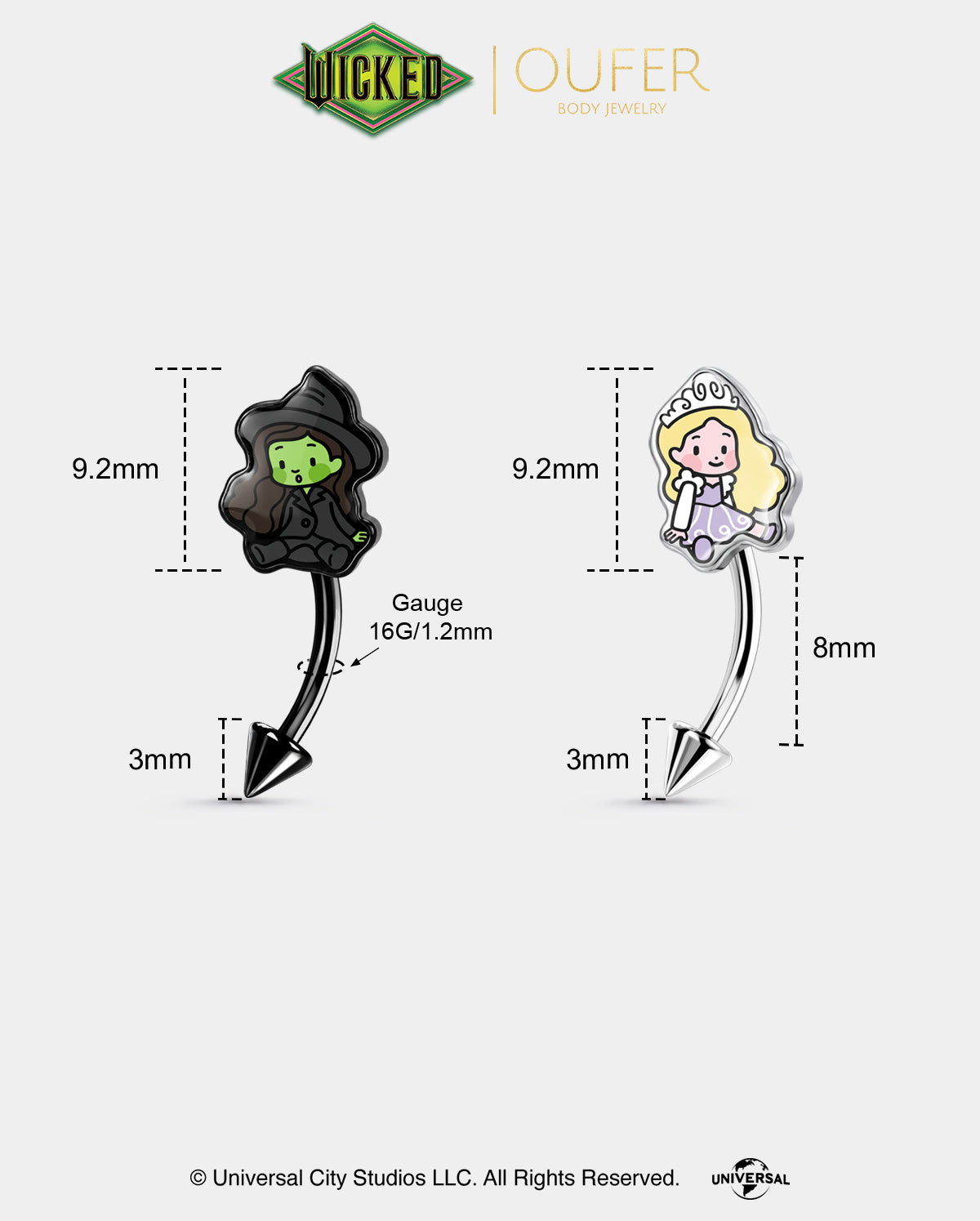 WICKED × OUFER Glinda · Elphaba Eyebrow Ring